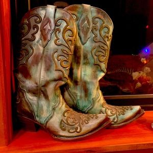 Corral turquoise embroidered womens western boot